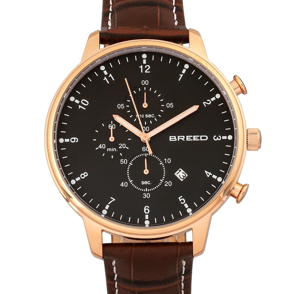 NWT Full-Function Chronograph Leather Band Watch